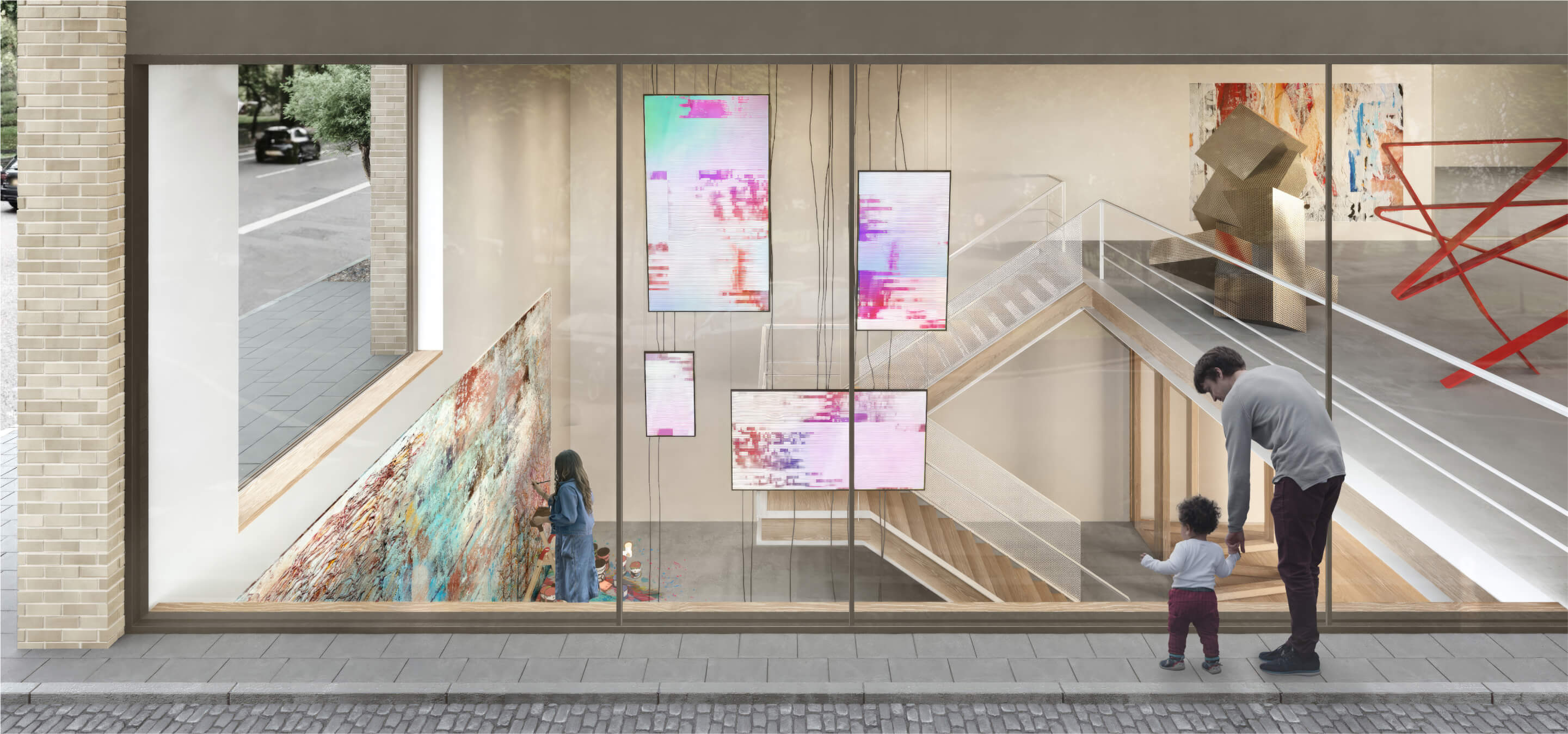 A CGI of a gallery space